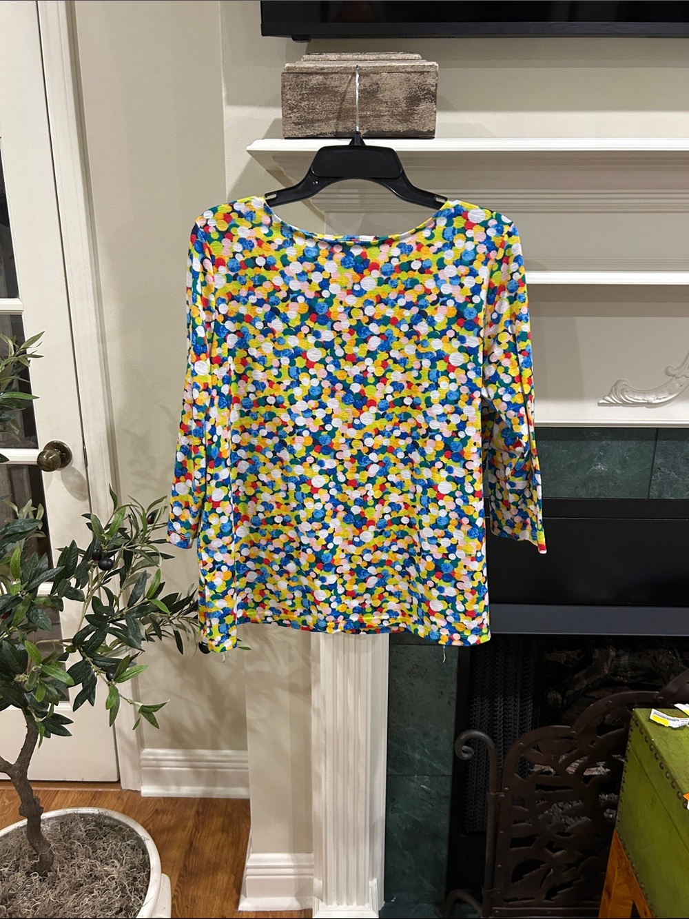 Multiples Women’s Multicolor Dot Pattern Long Sleeve Top